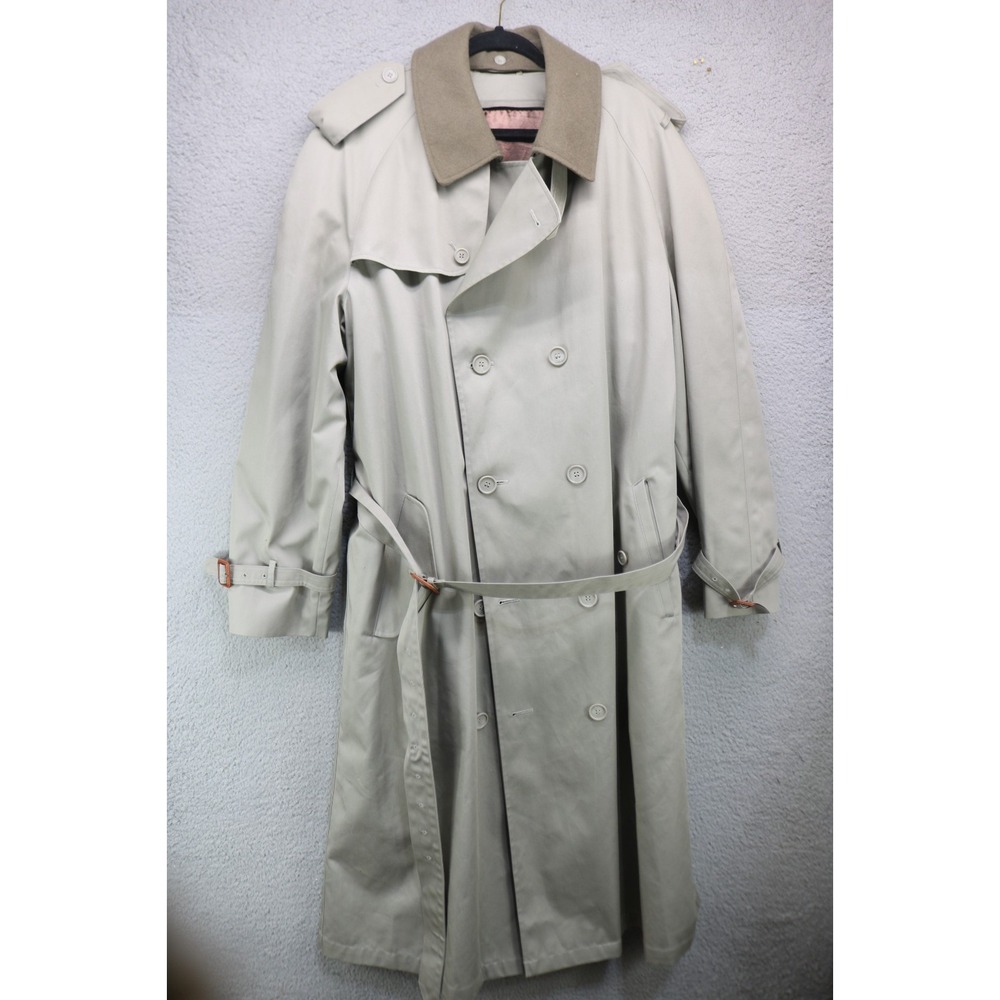 Stafford Men's Long Canvas Duster/Trench Coat-Wool Lining-46 X-Tall-Pockets-Nice